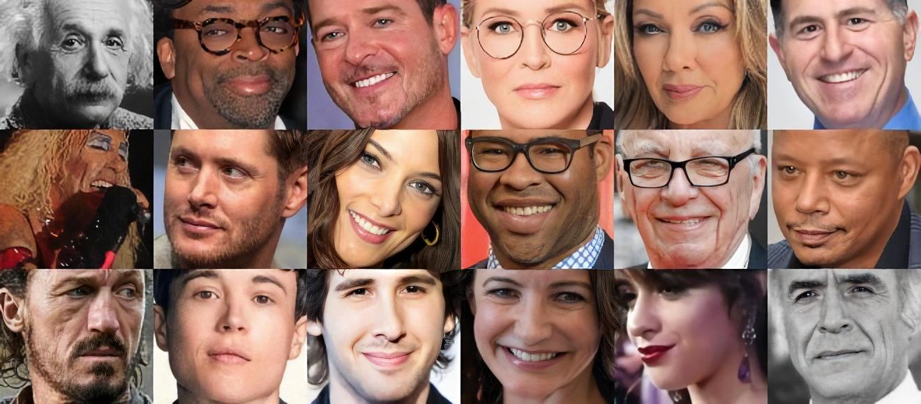 Albert Einstein, Spike Lee, Robin Thicke, Sharon Stone, Venessa Williams, Michael Dell  Dee Snider, Jensen Ackles, Ashley Greene, Jordan Peele, Rupert Murdoch, Terrence Howard  Jerome Flynn, Elliot Page, Josh Groban, Kristen Davis, Camilla Cabello, Ricardo Montalban